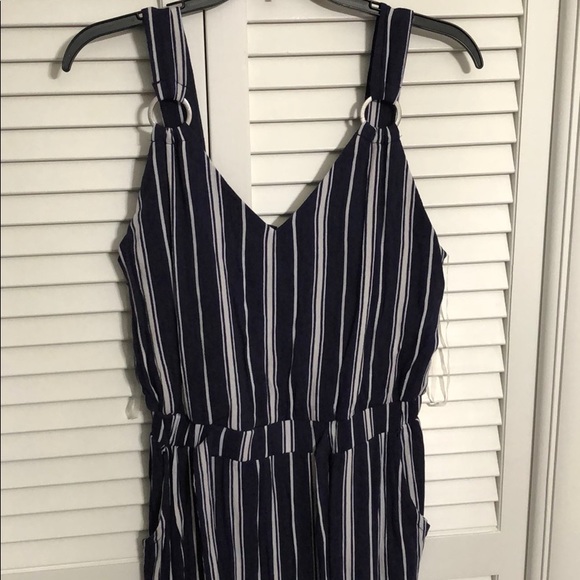 Stripped Jumpsuit with Pockets - Picture 2 of 2
